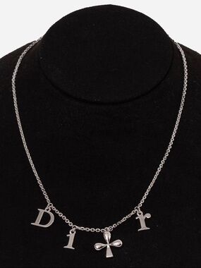 Dior Vintage Letter & Cross Charm Necklace